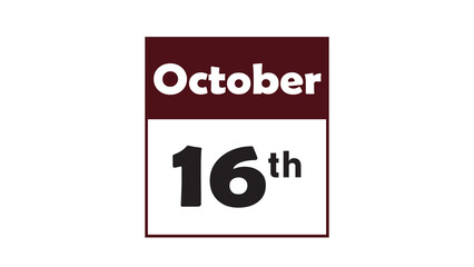 Obraz premium October 16th daily calendar icon vector illustration in minimalist style