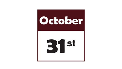 Obraz premium October 31st daily calendar icon vector illustration in minimalist style