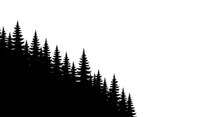 Silhouette of a coniferous forest edge on a white background. © Ghushun_Ni'amillah