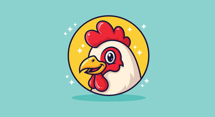 Cute Cartoon Chicken Head Mascot Illustration. © NFS Studio