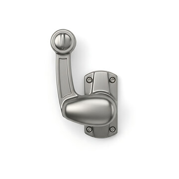 Silver window crank handle on a white background