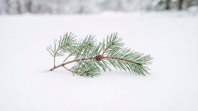 Pine Branch Pine Needles Pine Cone Snow Winter