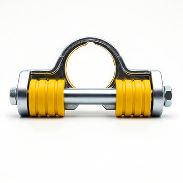Fitness hand grip strengthener in bright yellow and silver hues