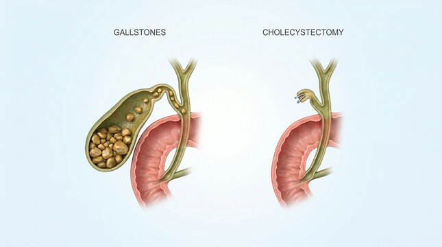 Gallstones in Gallbladder and Cholecystectomy Surgical Removal