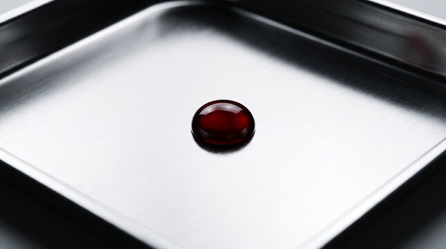 Red Drop Liquid Metallic Tray Silver Stainless Steel