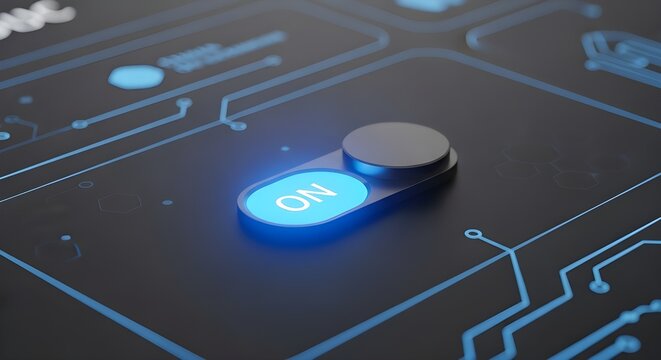 futuristic wireless charging pad glowing blue on tech circuit background