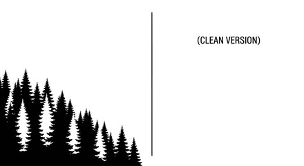 Minimalist black and white pine forest silhouette illustration. © Dary_Hamidudin