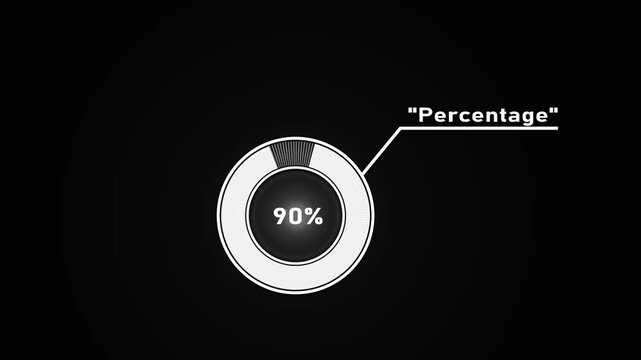 Circular infographic element showing 95 percent with segmented circle and connecting line percentage.4k video.