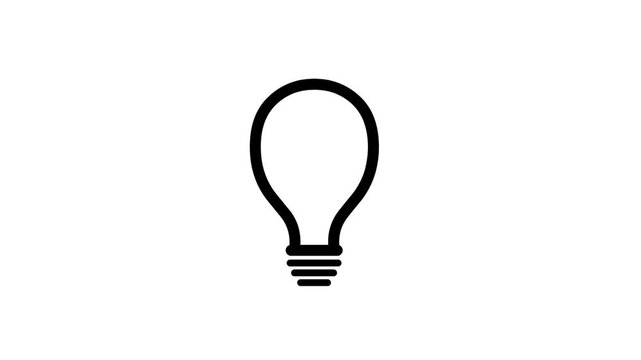 Animated video in cartoon style of a black and white lamp icon, drawing, art.