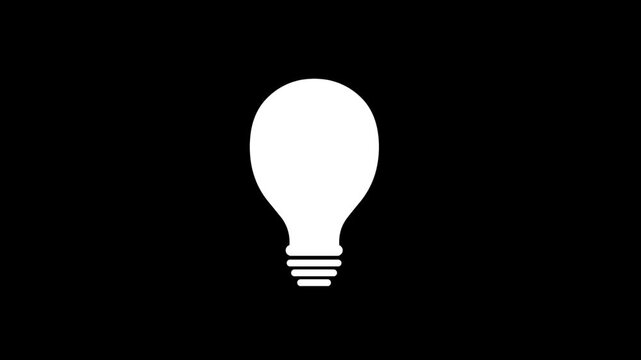 Animated video in cartoon style of a black and white lamp icon, drawing, art, 2D.