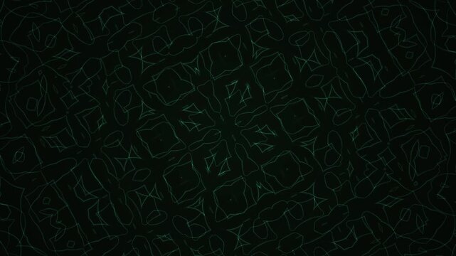 Black background with green patterns.