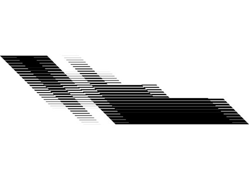 Vector striped pattern of thin black parallel lines on a white background for car body, motorcycle, toy, sportswear. Sporty design element with striped halftone. Trendy vector background for covers, a