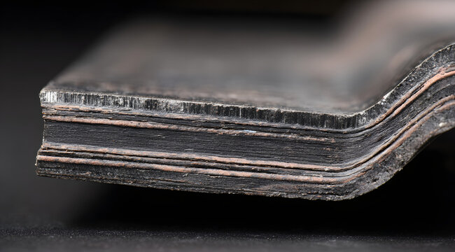 Carbon fiber composite material in cross section showing layers