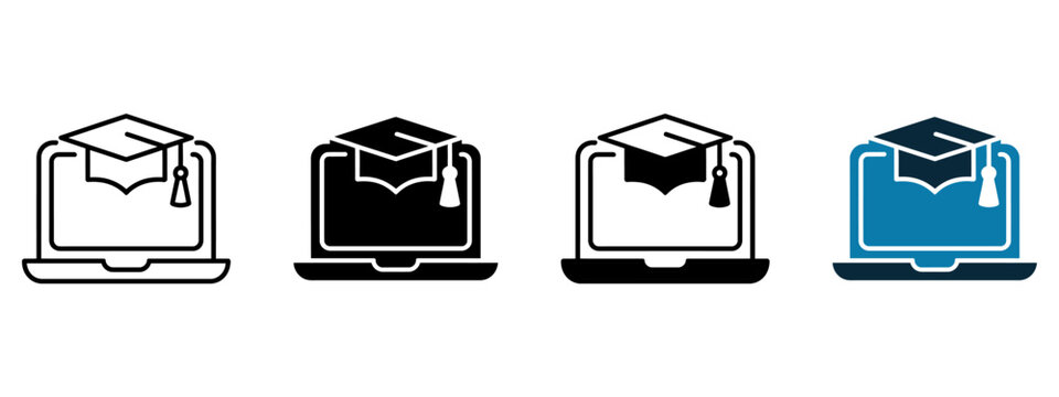 Modern Distance Learning and Virtual Degree Icon Collection