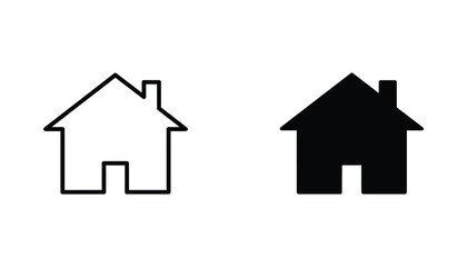 Fototapeta premium House icon with chimney for real estate and construction branding in clean line and solid black styles