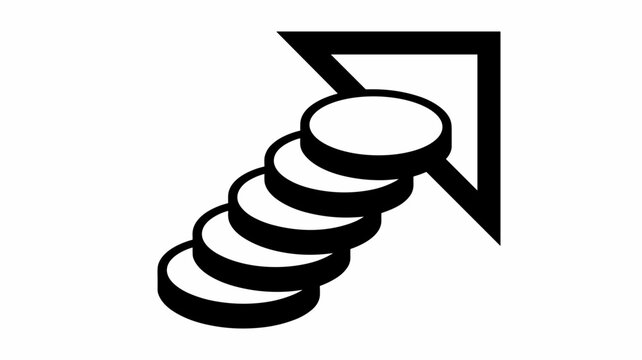 Ascending arrow transforming into a coin stack &ndash; Great for investment banking, retirement planning, or capital accumulation branding.