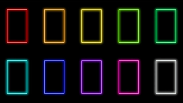 Rectangle neon. Rectangle neon vector. Rectangle neon icon	

