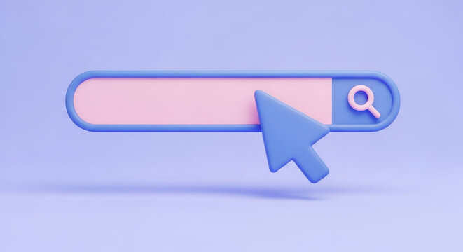 a blank search bar with a computer cursor representing internet browsing and online search