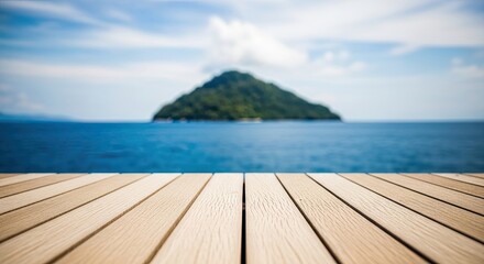 Fototapeta premium Summer day background with text copy space tropical island ocean view