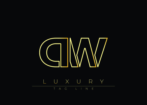 DW Golden Modern Luxury Logo Design. This logo Conveying premium branding, minimalist luxury and modern geometric typography for corporate identity, product packaging and stylish design.