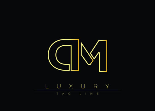 DM Golden Modern Luxury Logo Design. This logo Conveying premium branding, minimalist luxury and modern geometric typography for corporate identity, product packaging and stylish design.