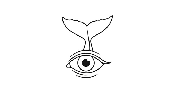 Surreal eye with whale tail design in minimalist style