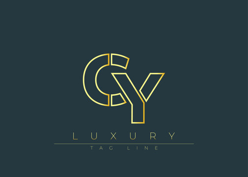 CY Golden Modern Luxury Logo Design. This logo Conveying premium branding, minimalist luxury and modern geometric typography for corporate identity, product packaging and stylish design.