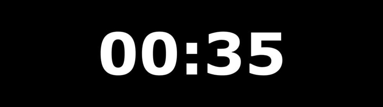 Countdown Digital Clock Animation 40 to 0 second on black background. Countdown clock timer. Animation of glowing 40 to 0 second countdown timer 4k video 40 Seconds countdown