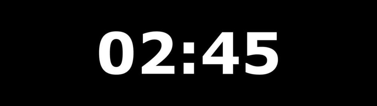 3Minute countdown animation on black background.Digital Countdown timer one minute animation from 180to0 seconds on transparent background.3 minutes countdown timer animation.4k video black background