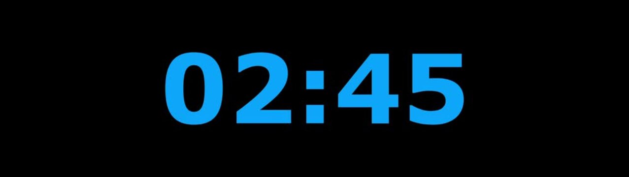 3Minute countdown animation on black background.Digital Countdown timer one minute animation from 180to0 seconds on transparent background.3 minutes countdown timer animation.4k video black background