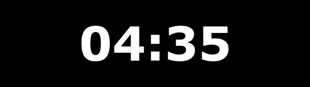 5Minute countdown animation on black background.Digital Countdown timer one minute animation from 300to0 seconds on transparent background.5 minutes countdown timer animation.4k video black background