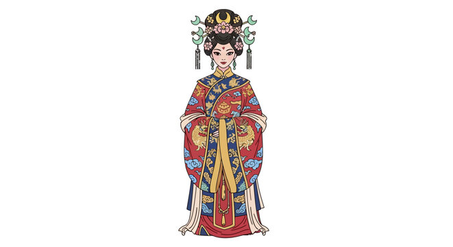 Traditional chinese woman in detailed historical costume