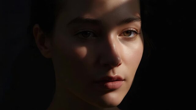 Female portrait face shadow dramatic lighting soft light young woman soft portrait with dramatic