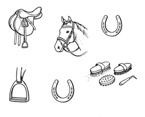 Obraz premium Horse Farm Life Doodles