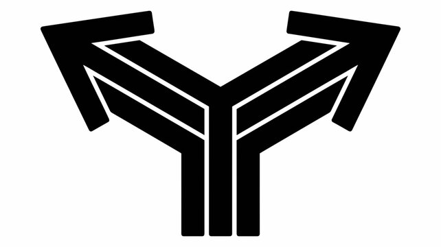 Symmetrical arrow split for risk and reward &ndash; Suitable for financial consulting, stock market analysis, or balanced decision-making tools.