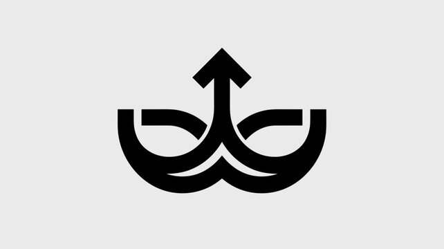 Curved fork arrow with mirrored symmetry &ndash; Perfect for tuning into market trends, social balance initiatives, or dual-path logistics.