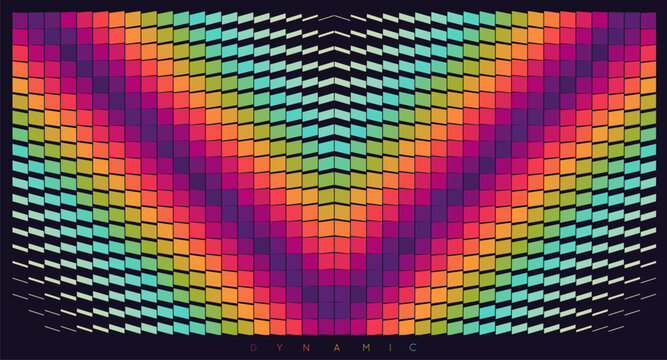 An image of multiple rectangular and square shapes with transition effects. Dynamic gradient background. Cover design template. Vector for brochure, poster, cover, card, presentation, flyer or banner.