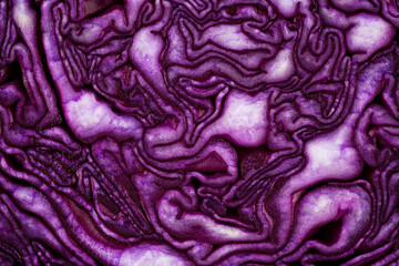 Obraz premium Half of fresh red cabbage texture, as background. Healthy food, fresh vegetables.