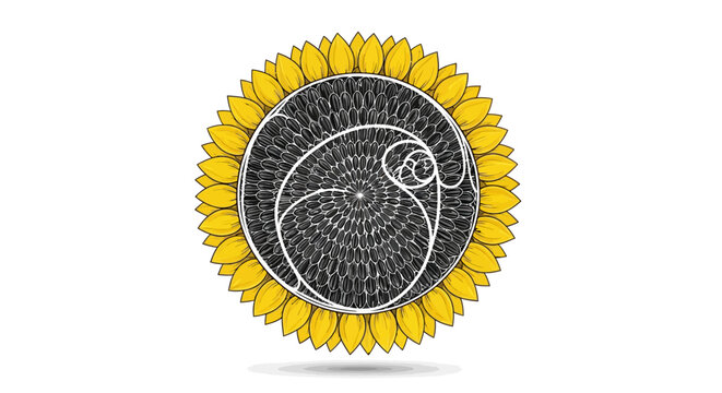 Golden ratio sunflower with abstract pattern in detailed design