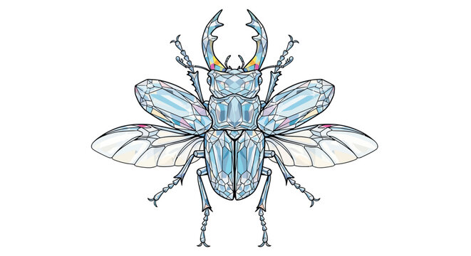Geometric stag beetle with intricate mosaic patterns
