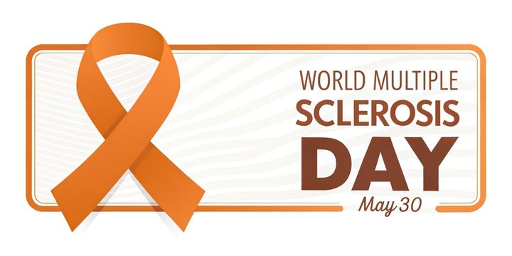 Orange ribbon world multiple sclerosis day banner may 30 awareness healthcare concept