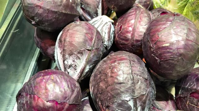 Purple Cabbage and White Melons Side by Side