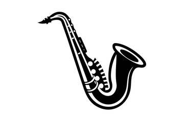 Naklejka premium saxophone instrument silhouette illustration for music band jazz orchestra and sound design