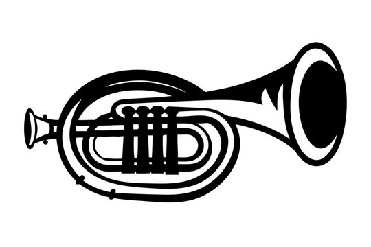 helicon brass instrument silhouette illustration for music band orchestra and marching design