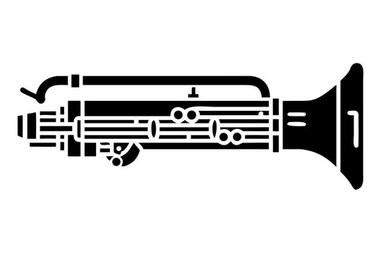 contrabassoon instrument silhouette illustration for music band orchestra and sound design
