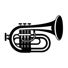 Naklejka premium tenor horn instrument icon silhouette illustration for music band brass orchestra and sound design