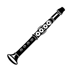 Naklejka premium recorder woodwind instrument icon silhouette illustration for music education school and sound design