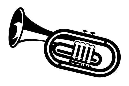 helicon brass instrument silhouette illustration for music band orchestra and marching design