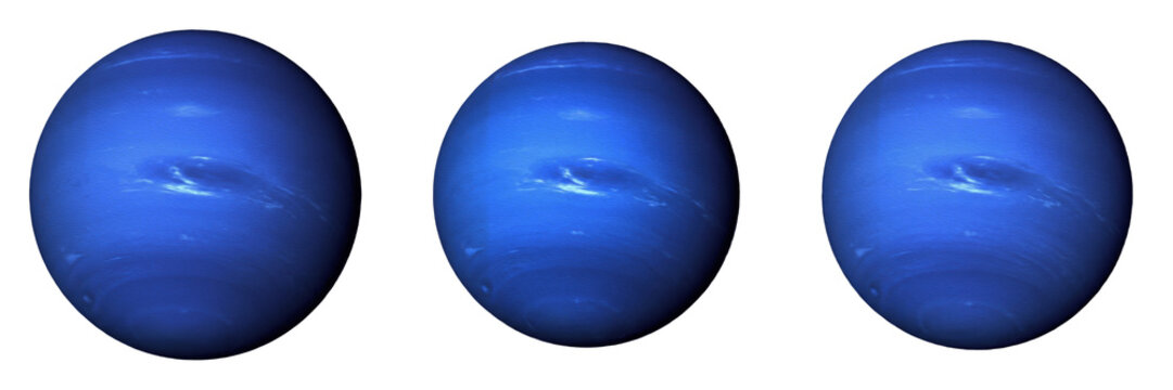Set and collection of blue planet neptune isolated on white background