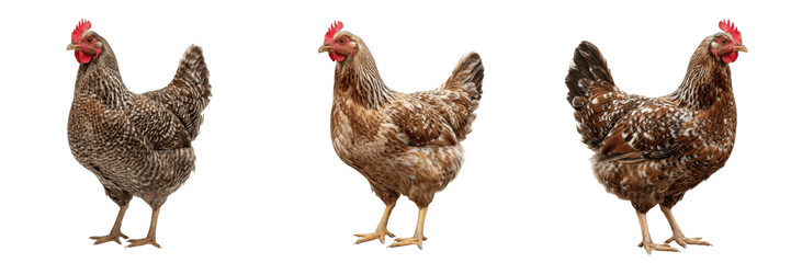 Set and collection of brown farm hen isolated on white background © masterpeace